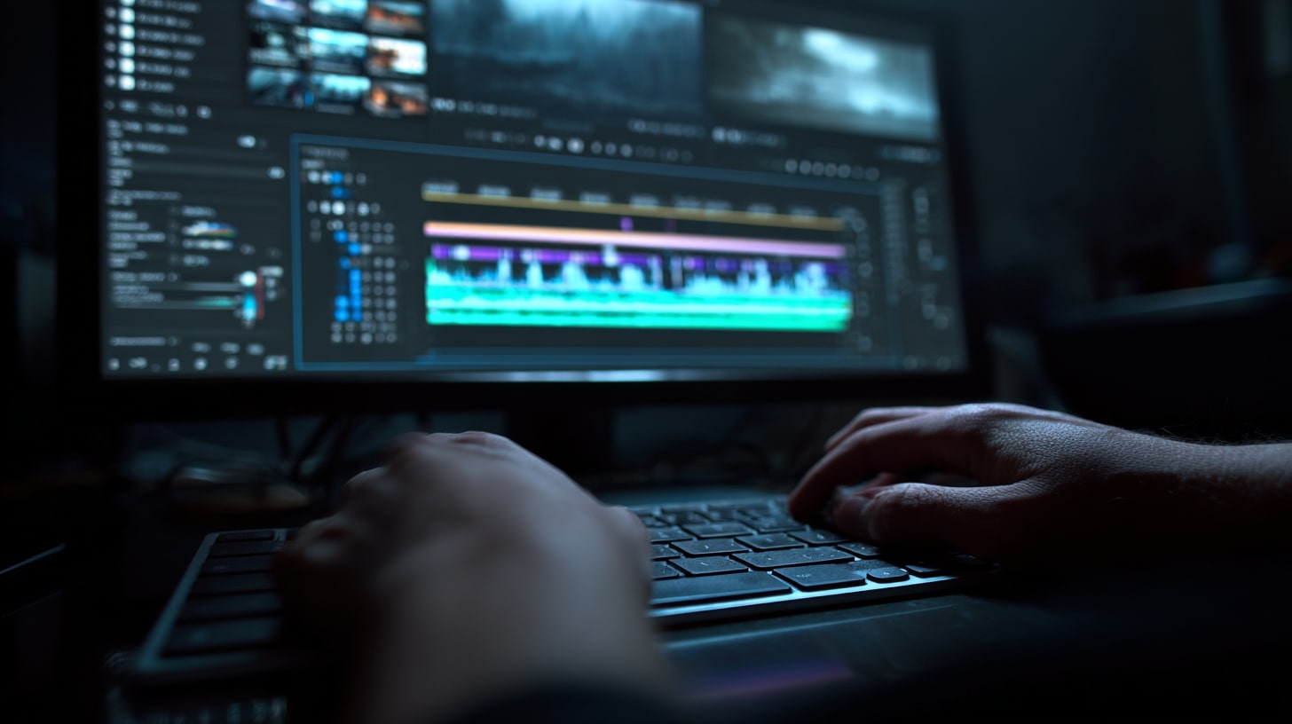 Montage vidéo sur écran illustrant l’analyse du rythme et des raccords d’un film.